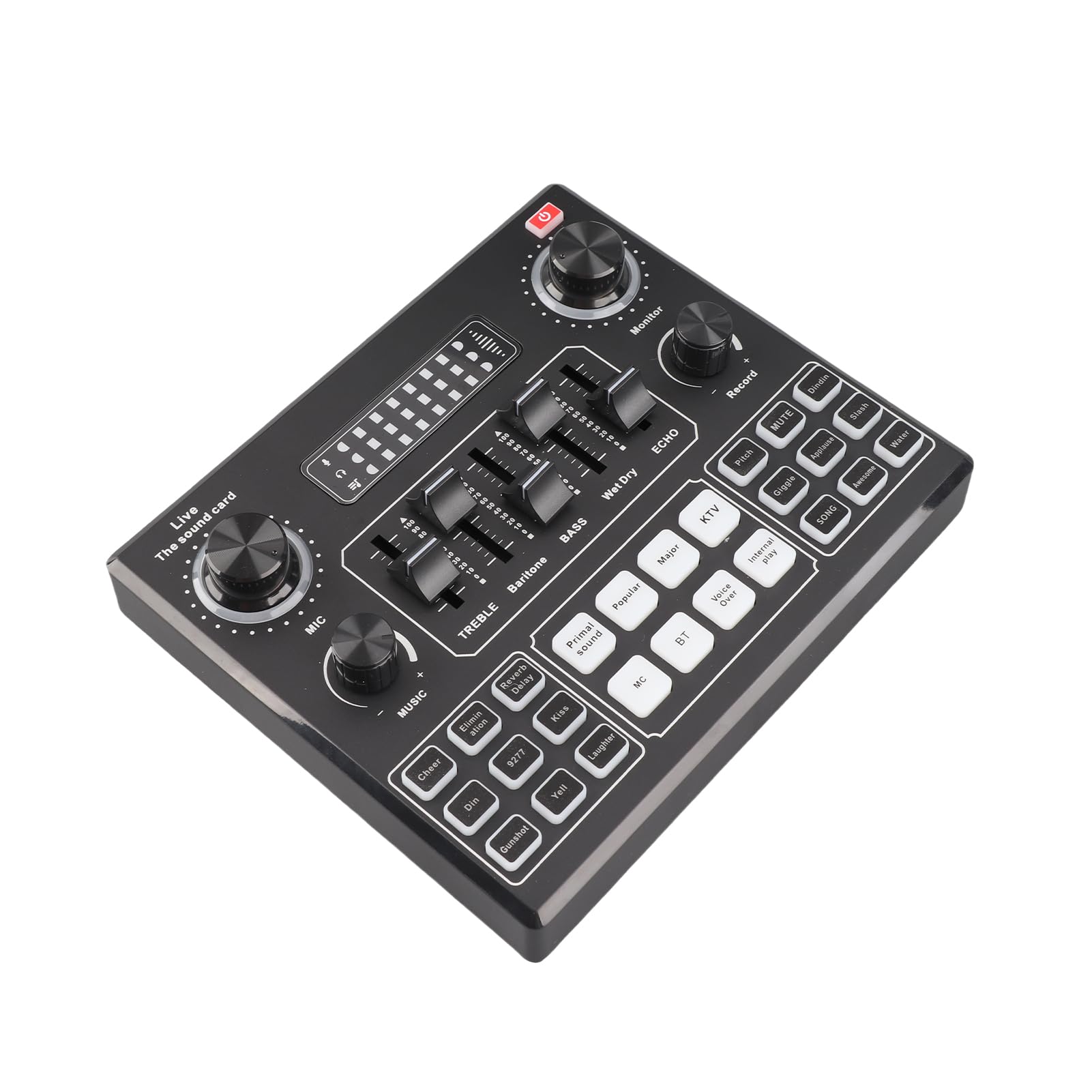 Eujgoov Intelligentes Soundkarten- und Mikrofon-Kit, ABS-Stahl, 12 Soundoptionen, Live-Streaming, Ideal für Podcaster und Musiker (Schwarz und Gold)