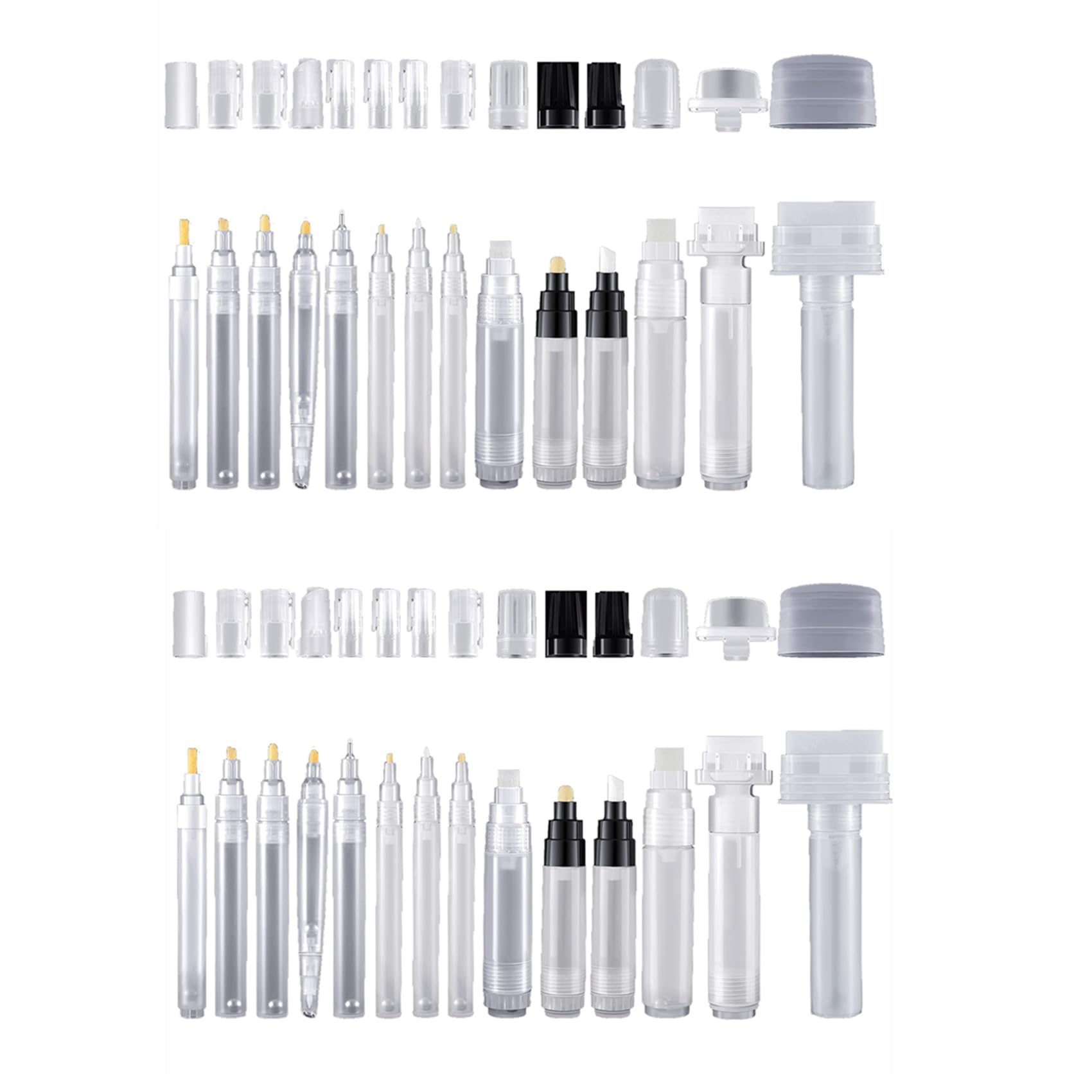 Set mit 28 BefüLlbaren Leeren Farbausbesserungsstift-Markern, NachfüLlbarer Farbstift, Durchsichtige, Leere Markierungen, Leere Farbtube