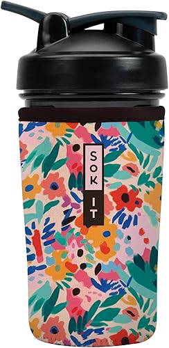 Sok It Botl Sok Funda de neopreno aislada para botella de agua (Sky Terrazzo, se adapta a licuadora de 24 onzas)