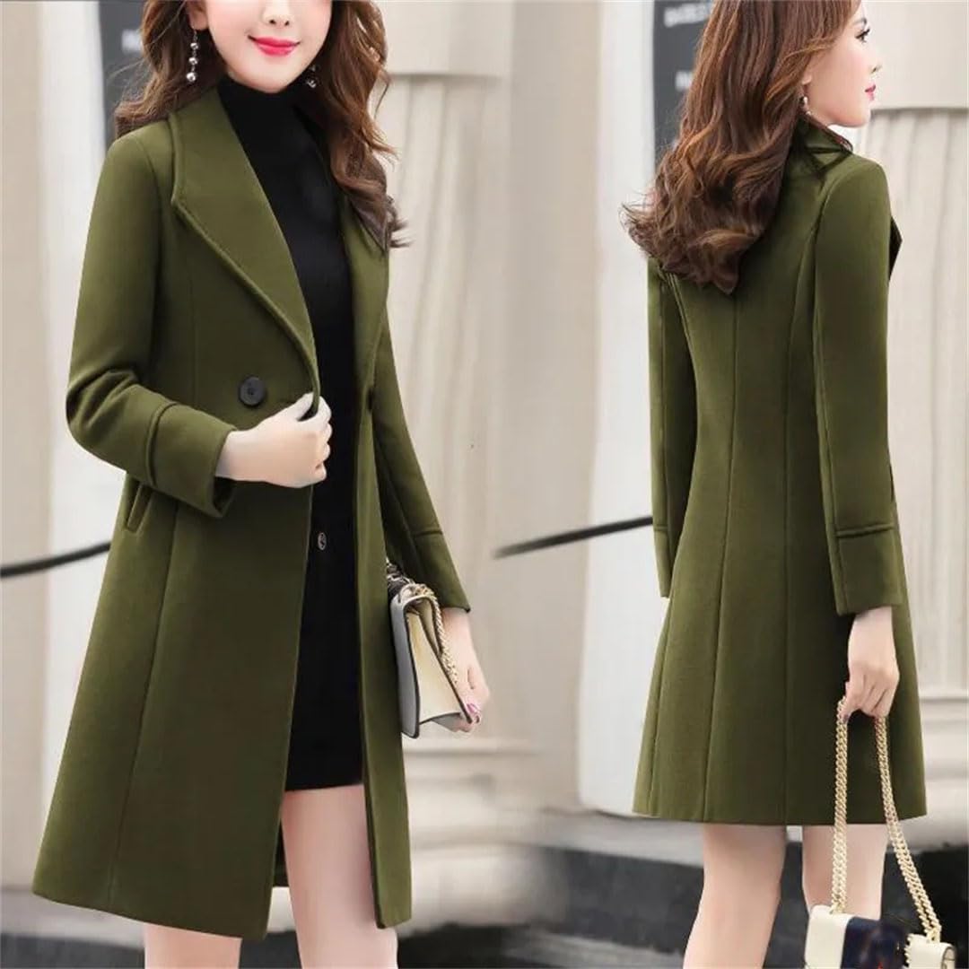 Primavera Autunno Donne Anti-Pilling Collo Del Vestito di Media Lunghezza Cappotto di Lana Femminile Slim Giacca Sciolta