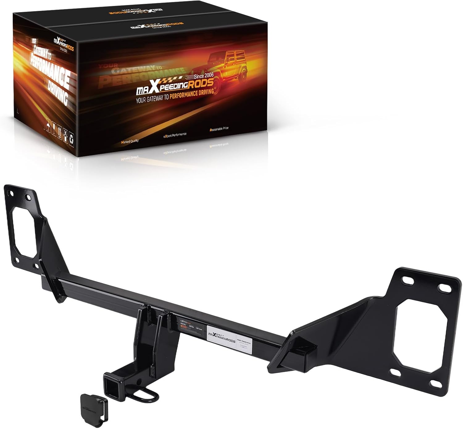 maXpeedingrods 1-1/4" Class 2 Trailer Hitch Receiver with Rubber Cover