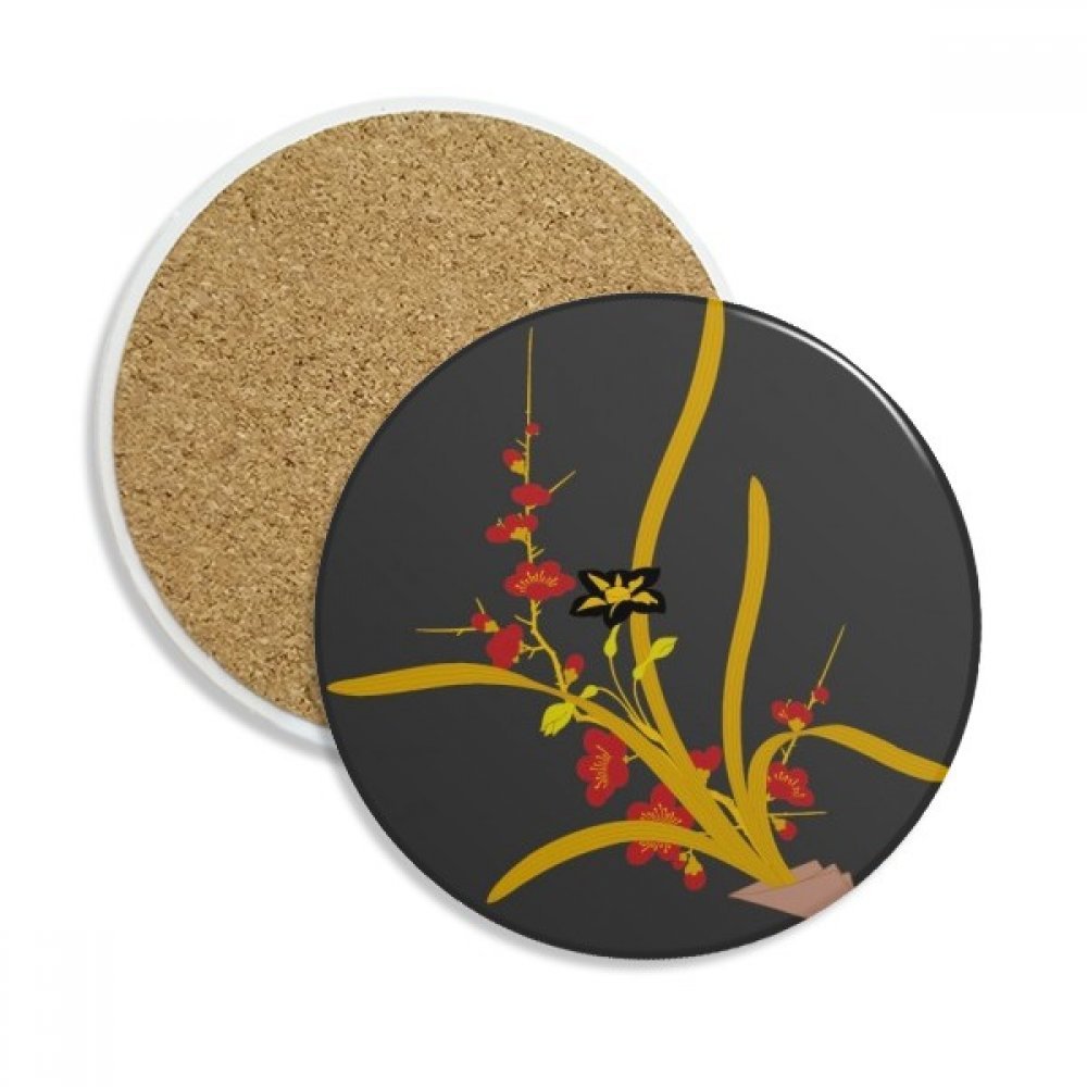 Cadeau de boissons dessous de verre céramique fleur style japonais