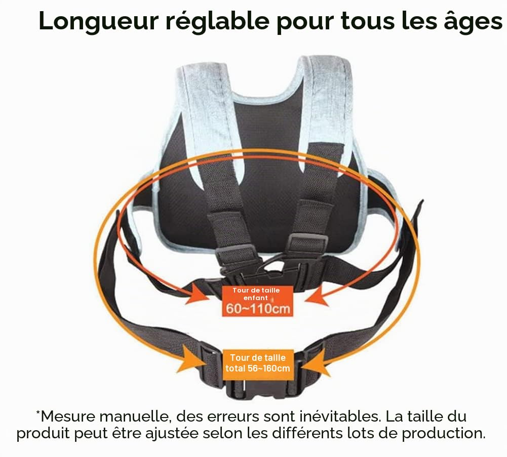 Ceinture de sécurité de moto pour enfant - Longueur réglable - Avec bandes réfléchissantes - Convient pour les enfants de 2 à 12 ans