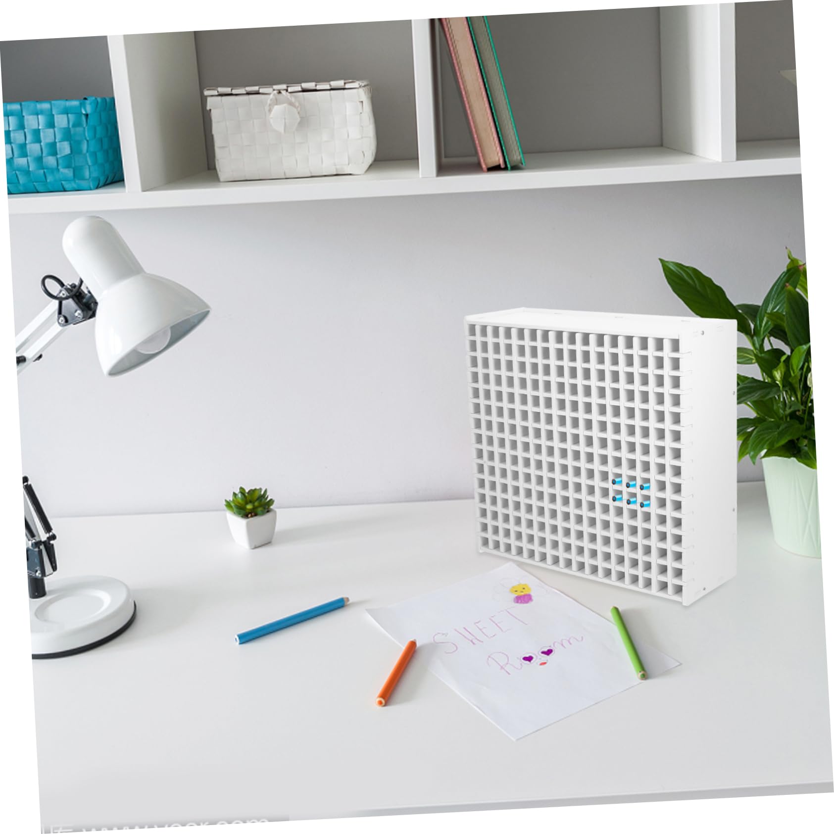 Portapenne Astuccio Bianco 240 Slot in Abs, Organizer Multifunzione | Festa Scuola Decor, Capienza Ampia, Salvaspazio da Scrivania per Studenti e Insegnanti
