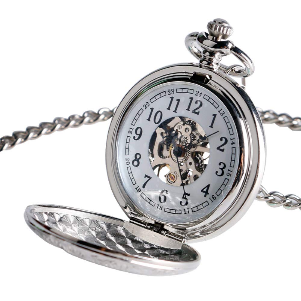 Luxus Mode Silber Schild Design Taschenuhr Männer Frauen Uhr Mechanische Handwindungskette