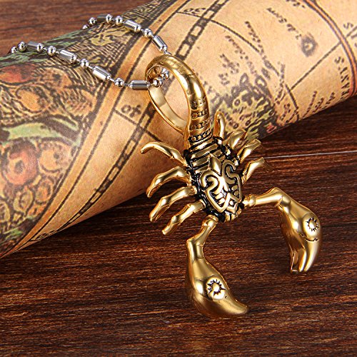 Cupimatch Mens Gothic Biker Stainless Steel Scorpion Pendant Necklace With 22 Inch Chain #TOP1