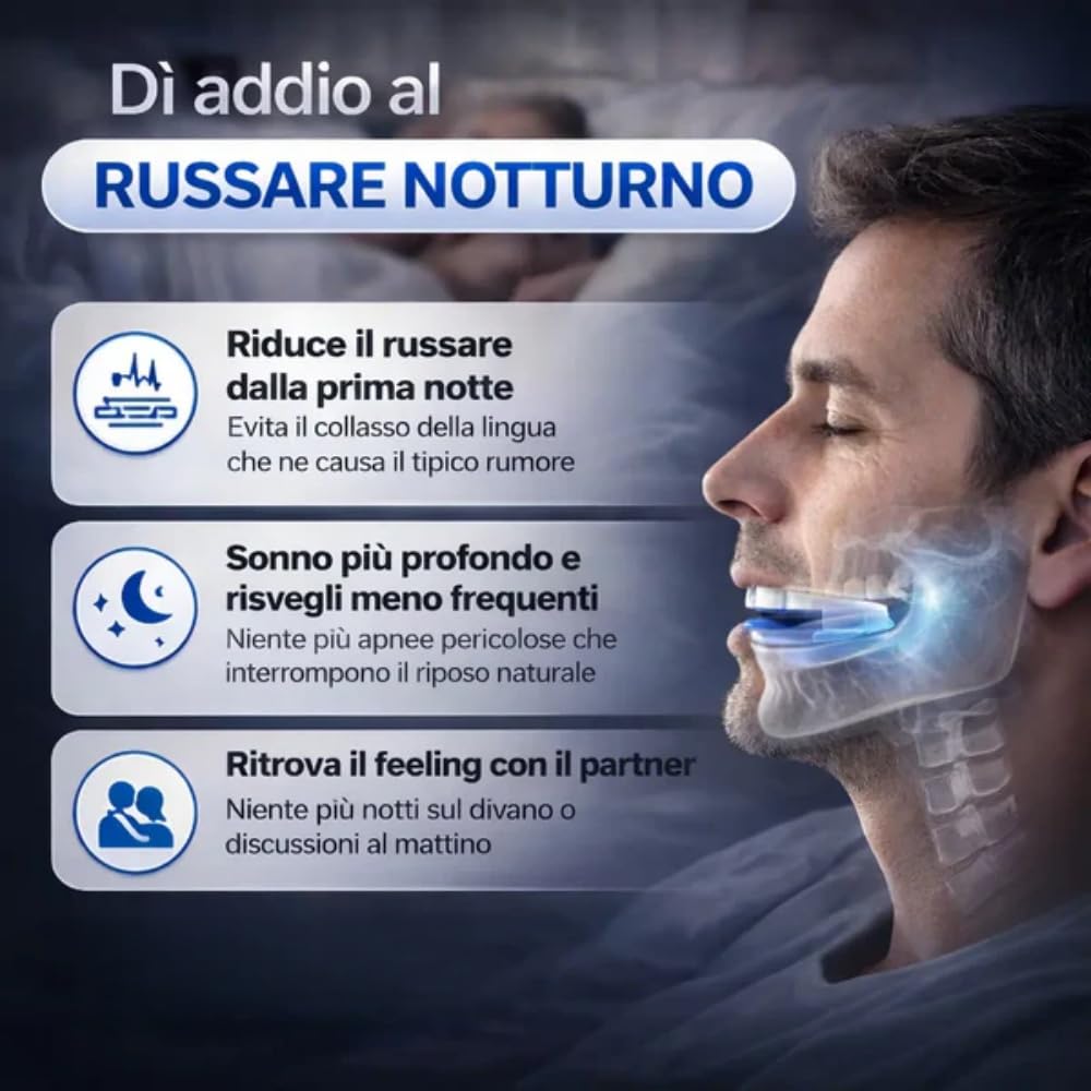 Norilan Plus Bite Anti-Russamento, Scatola di Stoccaggio, Reutilizzabili, Uomo e Donna, Migliora Qualità Sonno