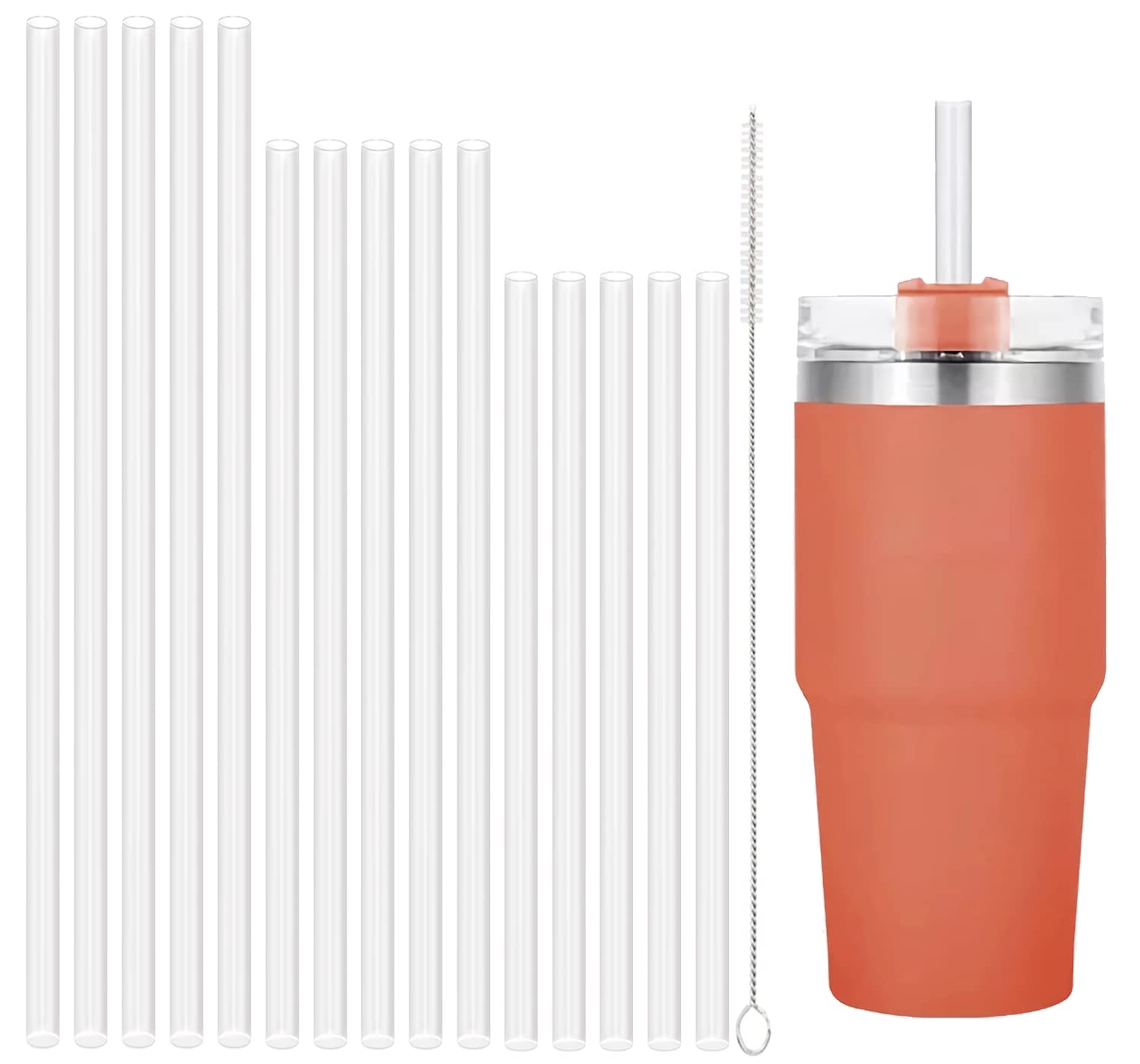 Set van 4 rechte metalen rietjes met nylon borsteltje Set van 4 rechte metalen rietjes met nylon borsteltje