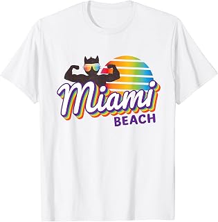 Miami Muscle Cool Retro Cat Weight Lifter MIA (Miami) Cat T-Shirt