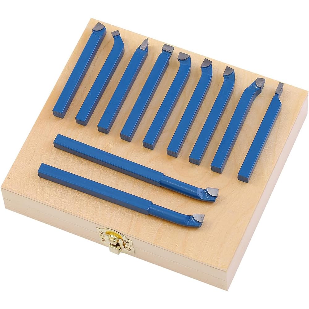 SET UTENSILI PER TORNIO DA TAGLIO 16X16mm 11pz BRASATI IN ACCIAIO AL TUNGSTENO SCATOLA LEGNO