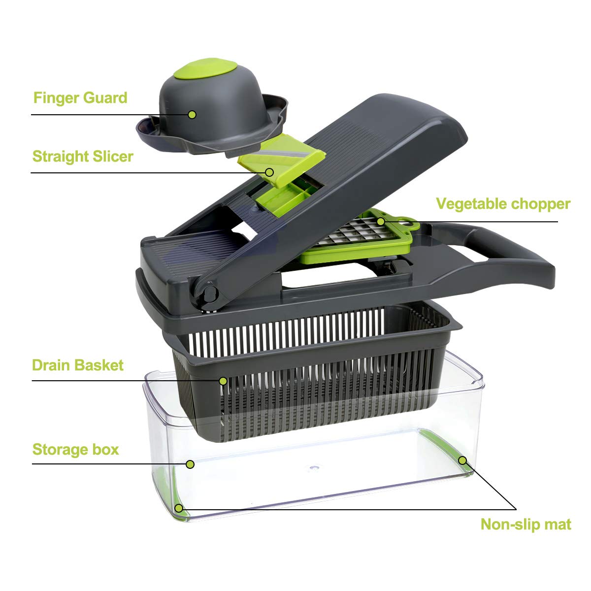 Tritatutto E Affettatrice 12 In 1 - Mandolino Professionale Per Verdure, Con 8 Lame Intercambiabili - Foto 4