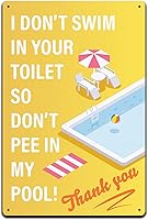 Vista 7 de Letreros de estaño para decoración de piscina, letreros divertidos para piscina, letrero de metal ligero de aluminio de 12 x 8 pulgadas, resistente