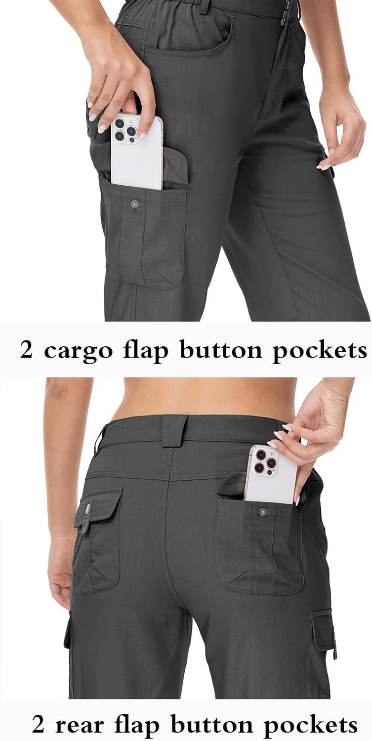 YSENTO Womens Cargo Hiking Pants with Pockets Lightweight Stretch Quick Dry Camping Travel Pants Roll Up