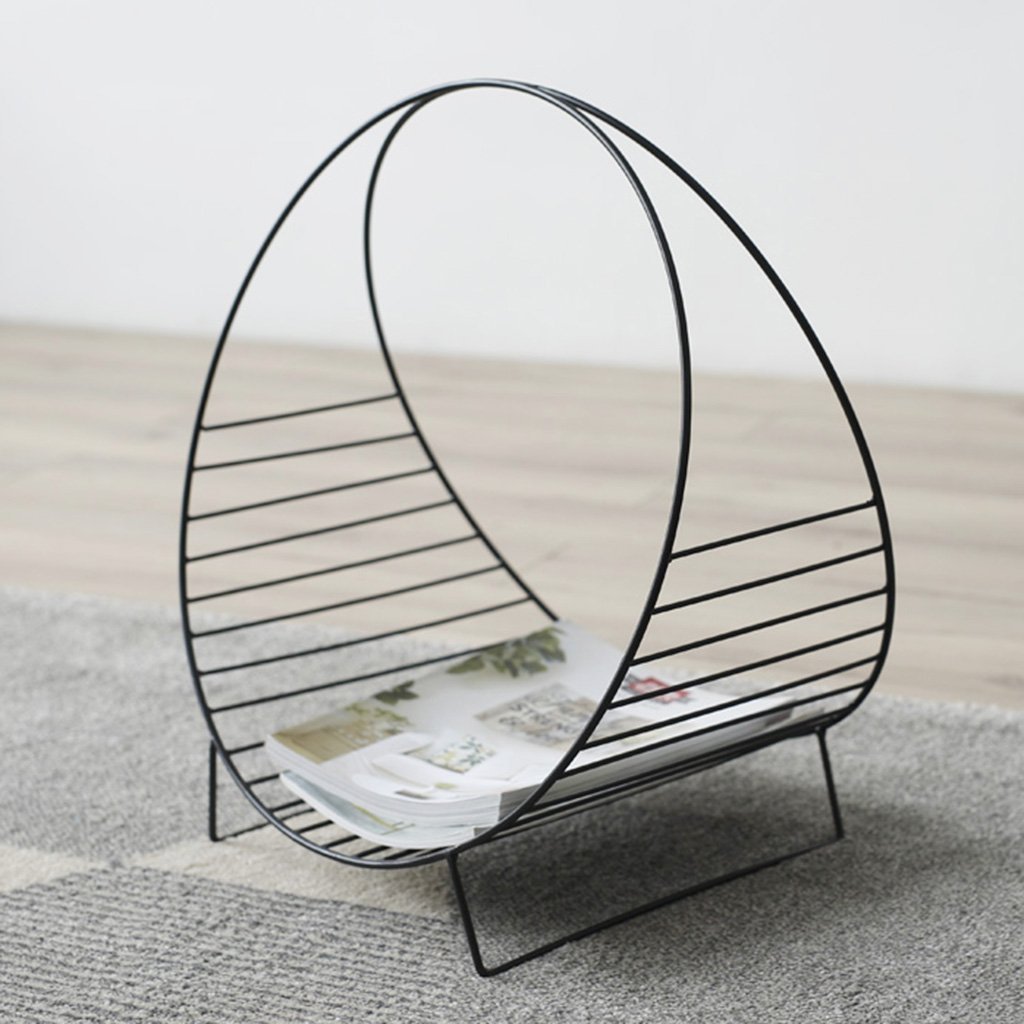 INDIAN DECOR Oval Shaped Magazine Rack Floor Mounted Bookshelf Racks Desktop Storage Basket/Magazine Storage/Newspaper Rack/Storage Rack (Color : Black)-picture-28