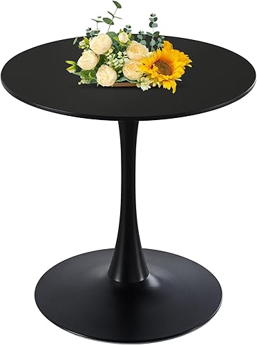 Miniatura 1 de Ufurpie Mesa de comedor redonda negra para 2-4 personas, mesa de comedor de cocina de 31.5 pulgadas con mesa de MDF y base de pedestal, mesa de