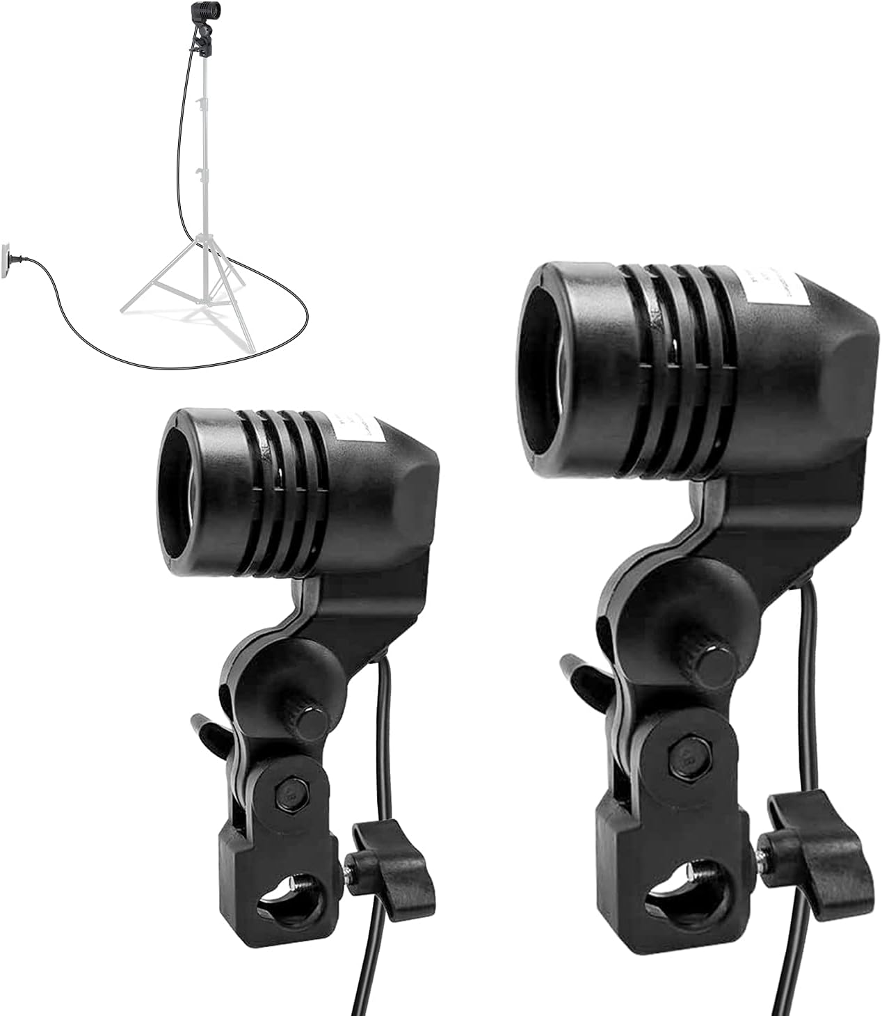 LimoStudio [2 Pack] Extended Cable Cord AC Socket, Light Stand Mount with Umbrella Reflector Holder, 11 feet Long Cable, Longer Than Market Standard Photography Studio, AGG886