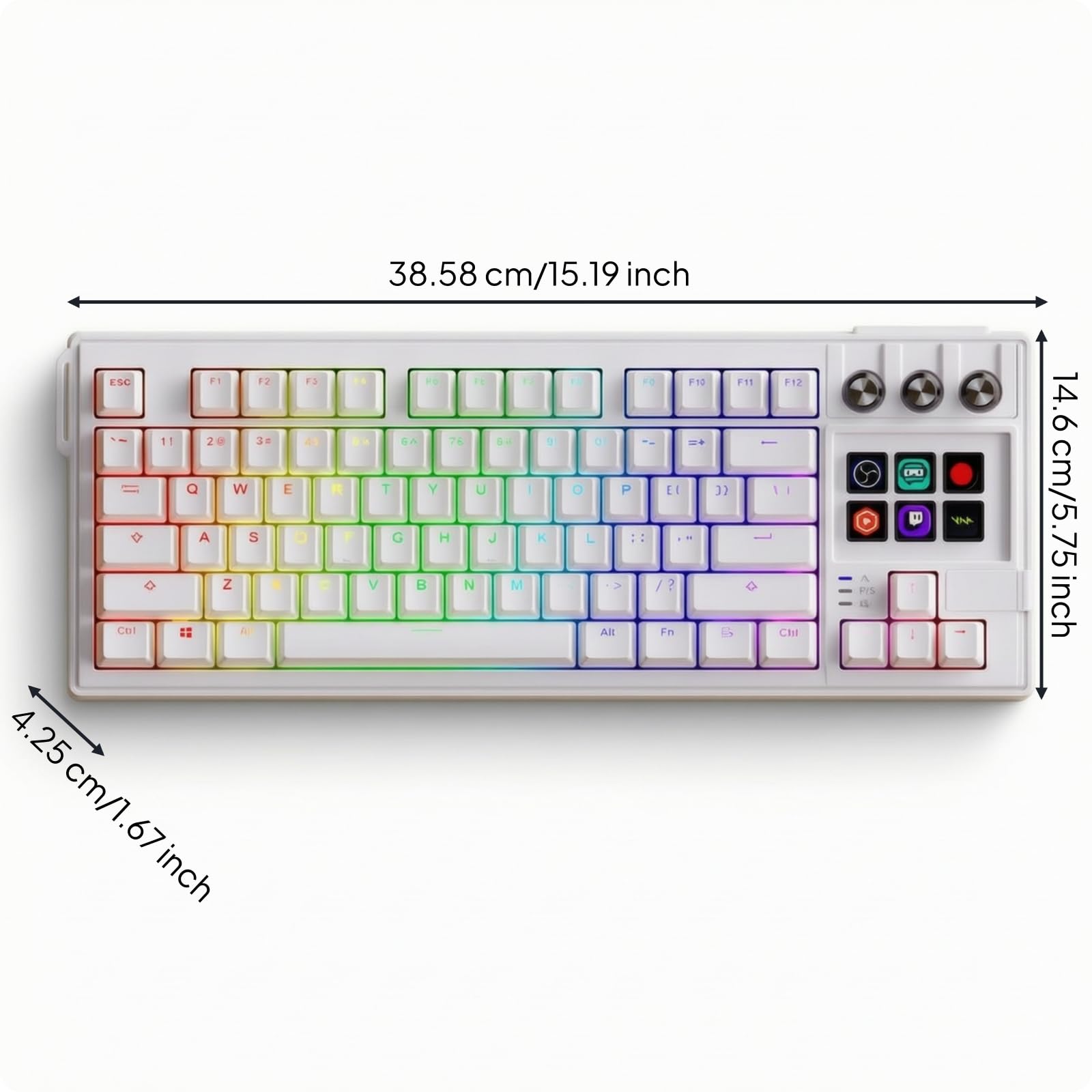 Tastiera Hot-Swap con Tasti Display Retroilluminata RGB Tastiera Meccanica con Manopole Silenziosa per Streamer