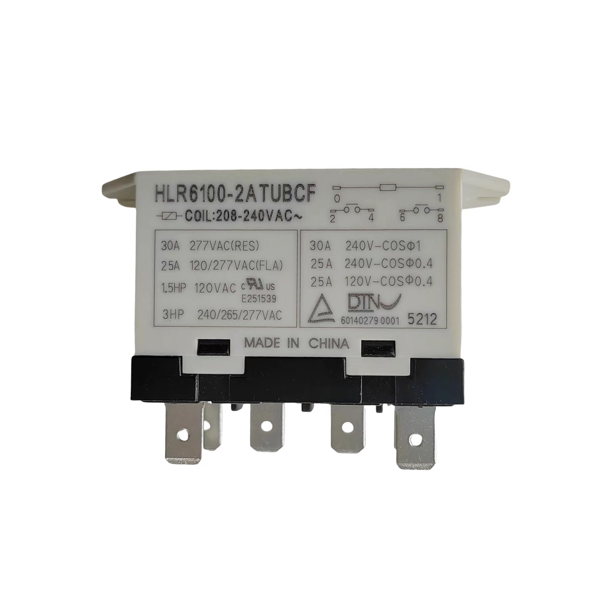 for Goodspec HLR6100-2ATUBCF 208-240VAC Compressor Relay 6 Pins 30A 277VAC