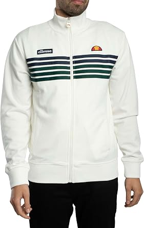 ellesse Mens Vicenza Track Jacket, Off White/Dark Green, M