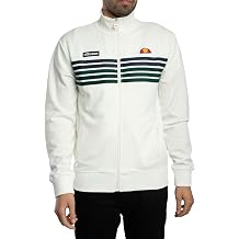 ellesse Men's Vicenza Track Jacket, Off White/Dark Green, L