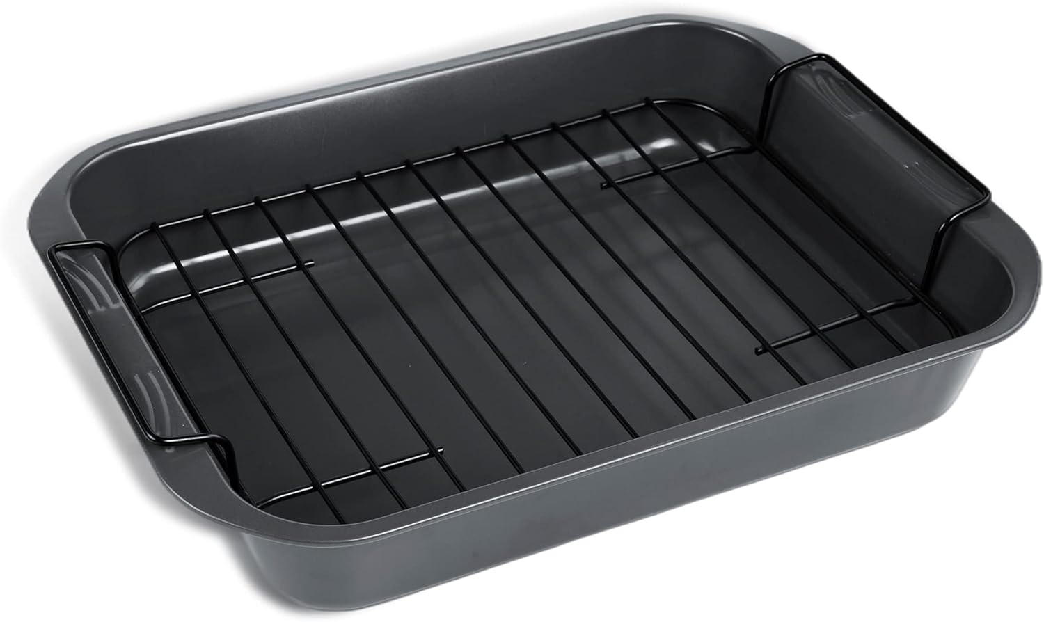 kitCom Bakeware Nonstick Roaster, Nonstick Roasting Pan with Rack, Great For Roast Chicken, Roasts And Turkeys – 15 Inch x 11 Inch (5.8 QT), Gray kitCom Bakeware Nonstick Roaster, Nonstick Roasting Pan with Rack, Great For Roast Chicken, Roasts And Turkeys – 15 Inch x 11 Inch (5.8 QT), Gray