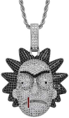 Rick Colgante Rick N Morty Collar Personaje Micro incrustado Zircon Hip Hop Cadena Collar