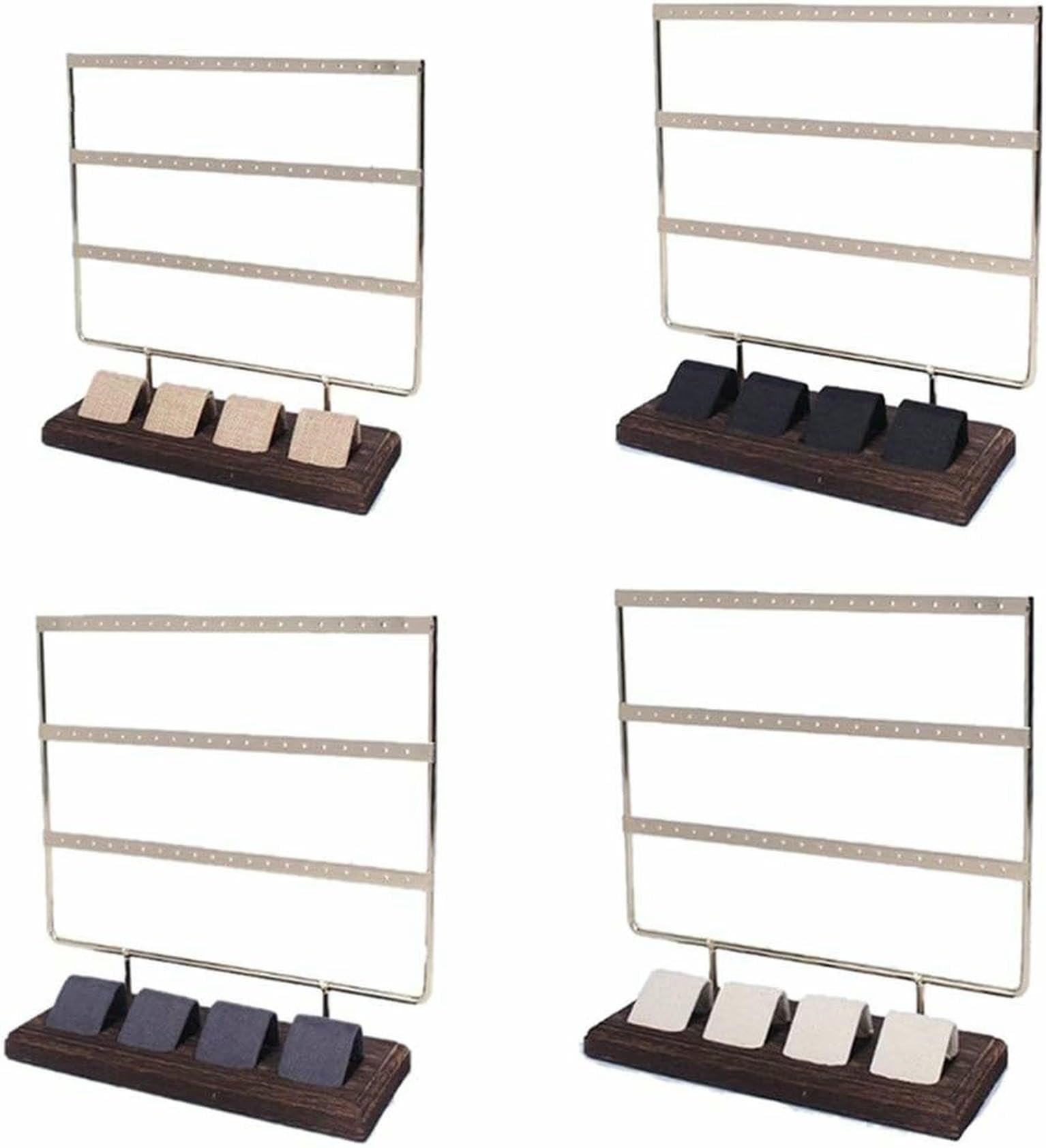 Supporto per Orecchini, collane, Braccialetti, espositore in Legno - Supporto per Orecchini a 3 Livelli, espositore per Gioielli (Blu)