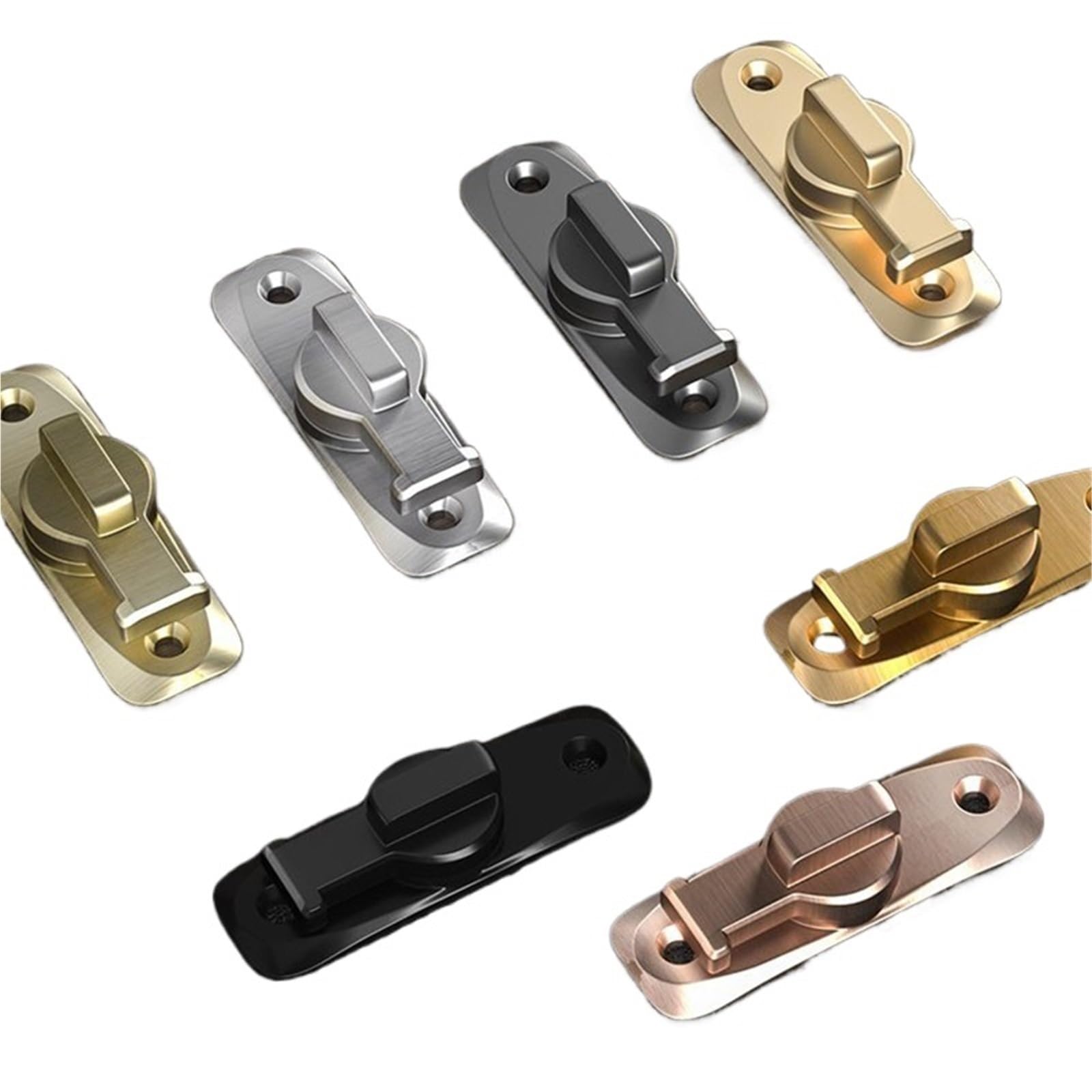 Gate Latch 2sets 90/180° Sliding Door Latch Flip Gate Lock Anti-Theft Buckle Zinc Alloy Doors Latches Window Locks Bathroom Gate Bolts(B Silvery)
