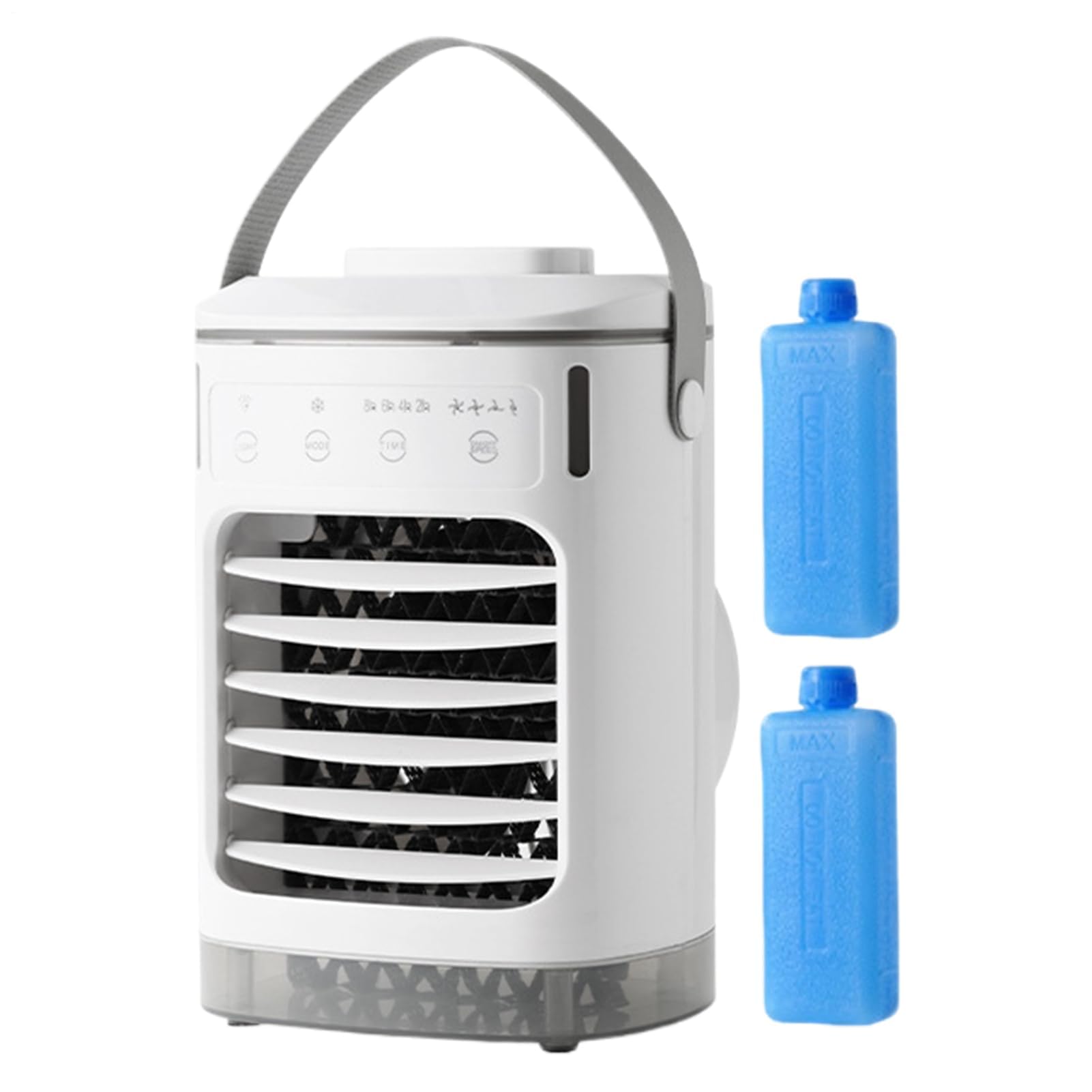 Ventilador de aire acondicionado, ventilador de refrigeración para refrigeración personal y clima de habitación, enfriador evaporativo portátil silencioso con temporizador y velocidades de