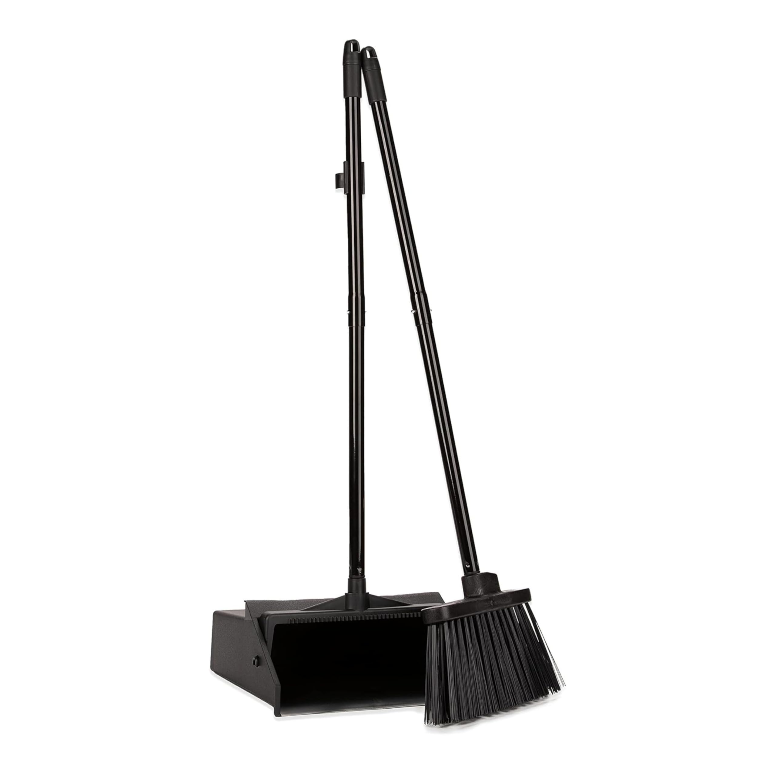 SPARTA Duo-Pan Upright Dust Pan and Broom Set, Essential Cleaning Tools for Home and Commercial Use, 36" Handle, 1 Count, Black