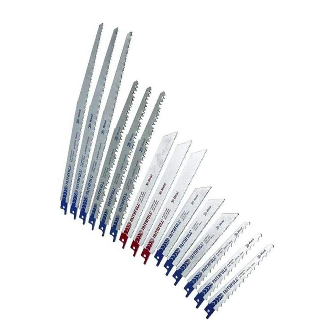 Faithfull FAISBSSET15M - Set di Lame per Seghetto Alternativo, Lame per Seghetto, 15 pezzi, per Legno e Metallo