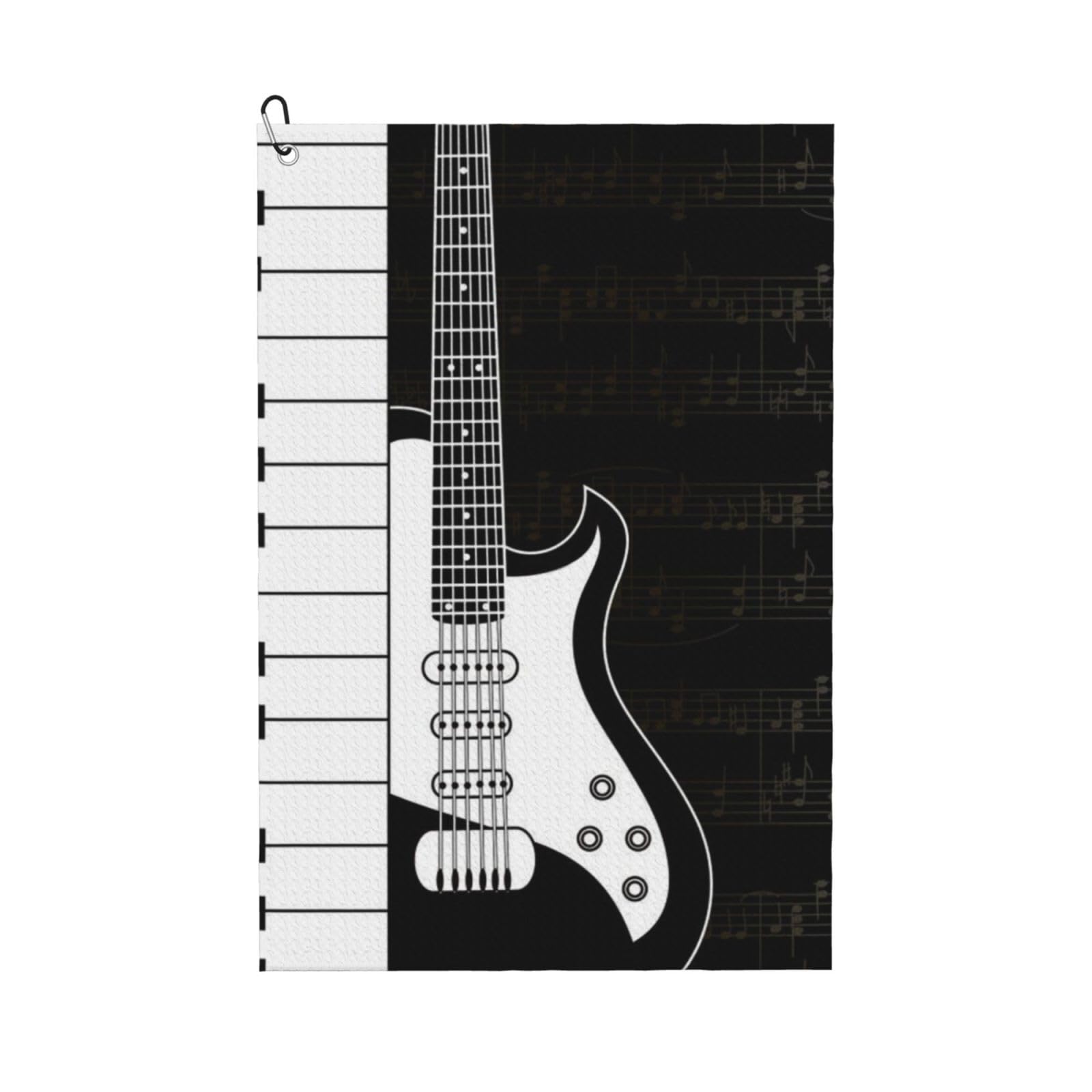 Hnnkloy Guitar And Stave Notes, 16x24 in Portable Waffle Golf Towels with Carabiner Clip for Golf Bag