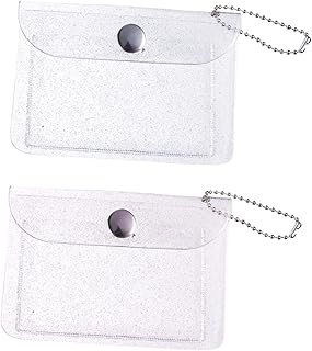 Tofficu 2 peças porta-cartões transparentes bolsas de armazenamento transparentes bolsa organizadora de bolso bolsa de armazenamento de viagem bolsa de armazenamento de moedas bolsa de troca de cartões porta-cartões portátil estojo de chave prático bolsa de armazenamento de cartões