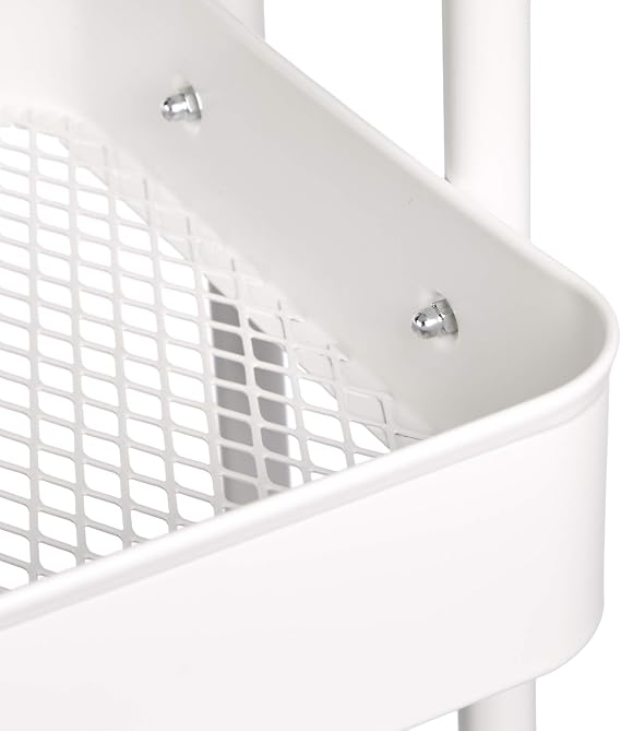 Amazon Basics 2-Tier Rolling Metal Utility Cart with Shelf, Portable Multi-Functional Storage, White