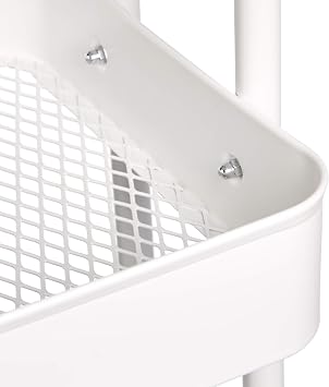 Amazon Basics 2-Tier Rolling Metal Utility Cart with Shelf, Portable Multi-Functional Storage, White