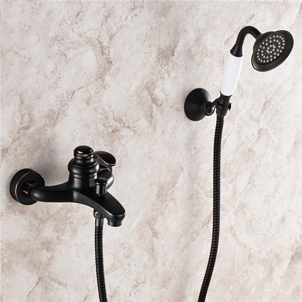 Grifo Mezclador Todo Bronce Ducha Simple Estilo Europeo Dibujo Antiguo baño Bronce Negro Tomar una Ducha Grifo Ducha Traje (tamaño: C)