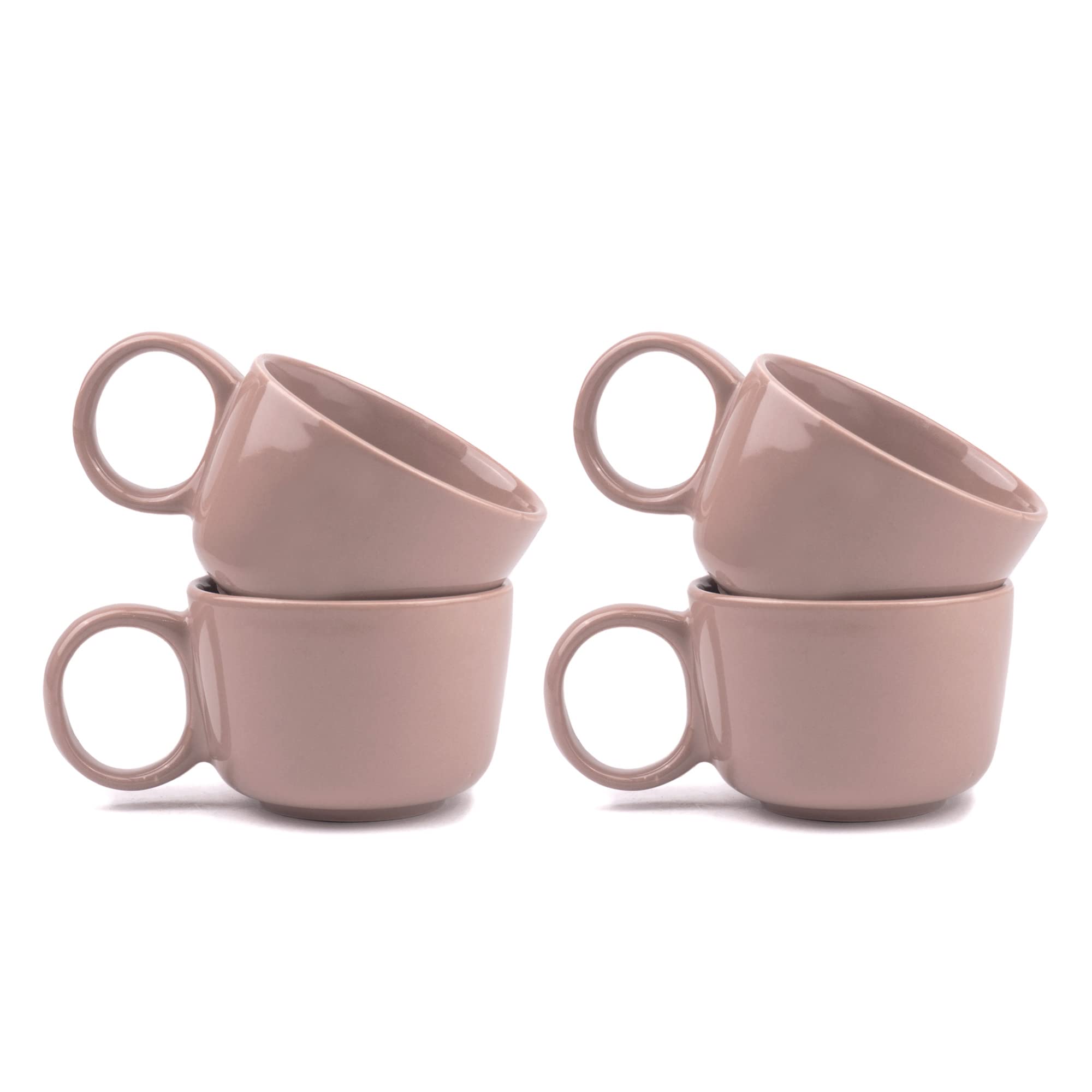 Shay Ceramic Medium Cup Set, Set of 4, Bold Blush Colour, 220ml | Cup Set of 4 for Coffee & Tea | Glossy Finish | Premium Stoneware | Ceramic Cup | Cup Set of 4 (Bold Blush, Set of 4)