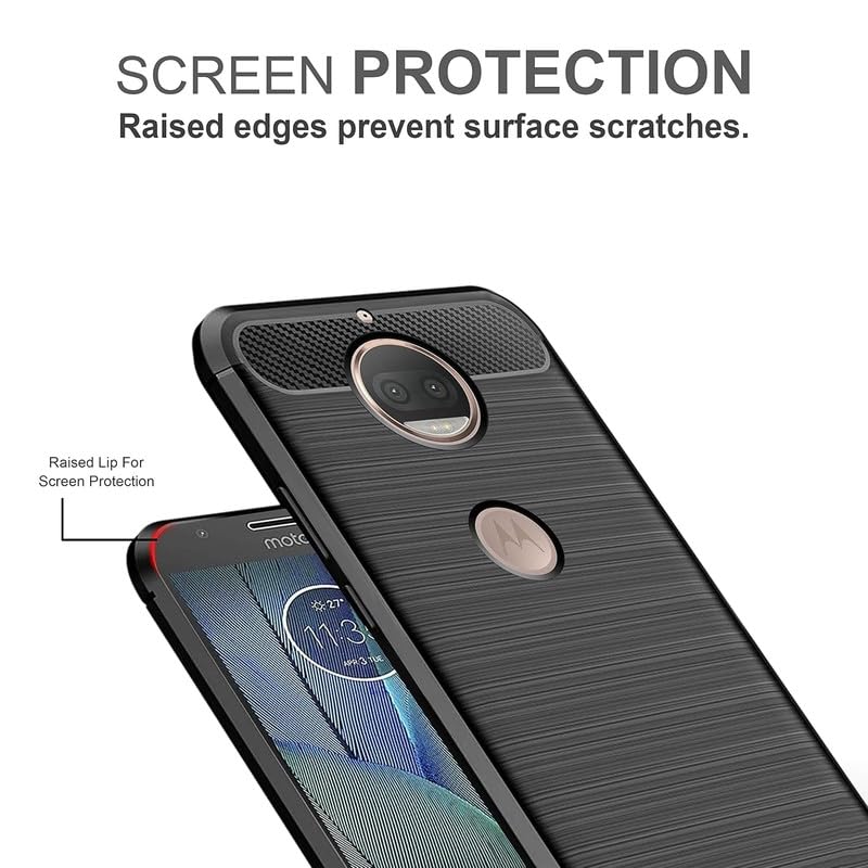 Image of Hybrid Carbon Fiber Back Case for Moto G5S Plus (Black)