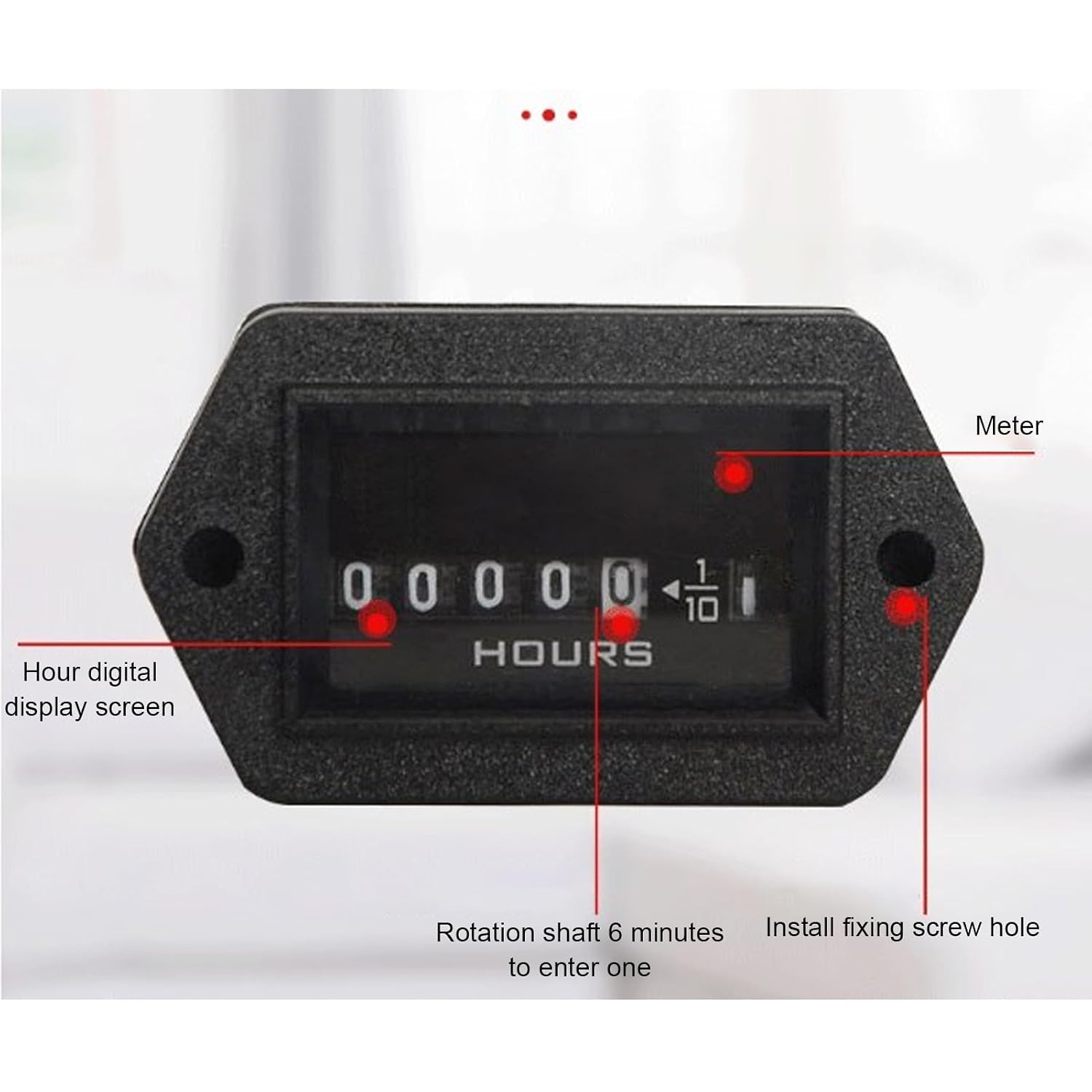 Karlak Reliable Quartz Hour Meter for Industrial Equipment Tracking and Monitoring in Vehicles 12-36VDC 65x55x32mm