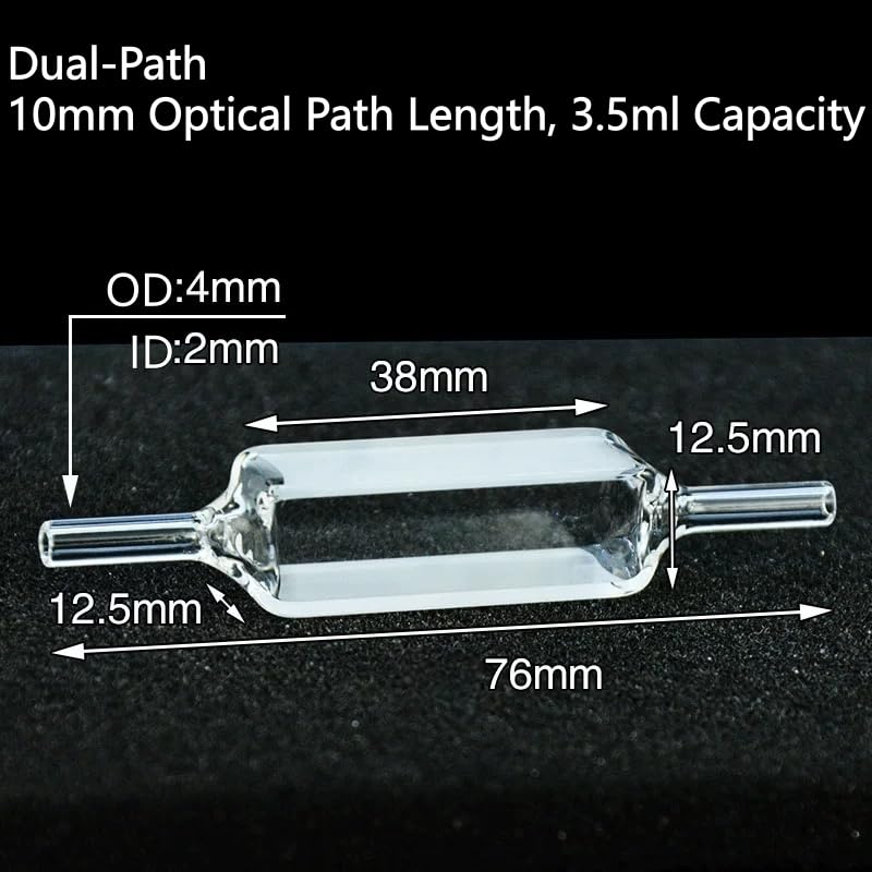 Quarz-Durchflussküvette – 10 mm optische Pfadlänge, 3,5 ml Fassungsvermögen, Dual-/Quad-Pfad, >80% Transmission, 1 Stück(Dual-Path 4mm TL 76mm)