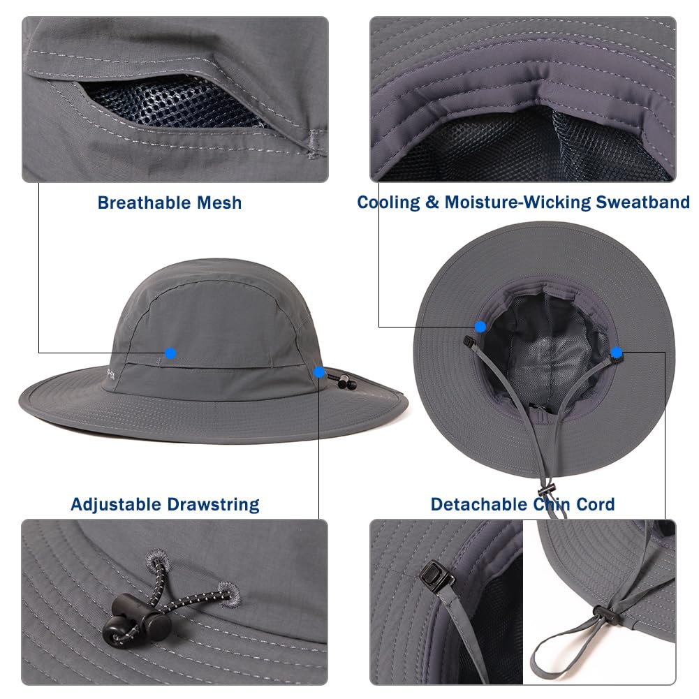 TOP-EX Chapeau de soleil imperméable à large bord pour homme XL/XXL - Protection solaire UPF 50+ - Pliable