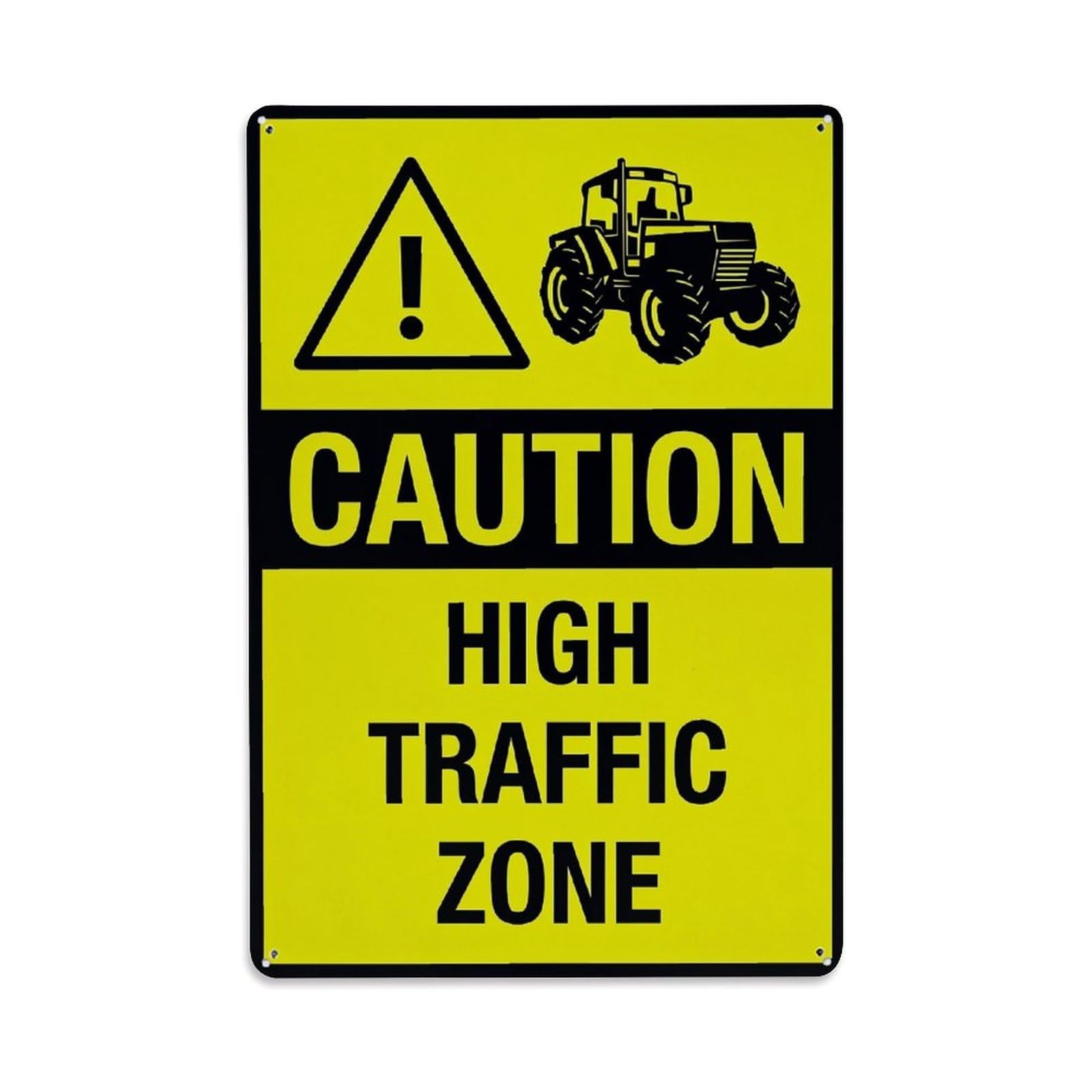 Jdfenggu Vintage Caution High Traffic Zone Sign Retro Metal Tin Sign, Decor Art Poster For Bar, Home, Man Cave, Kitchen, Laundry Room Gift 8X12inch