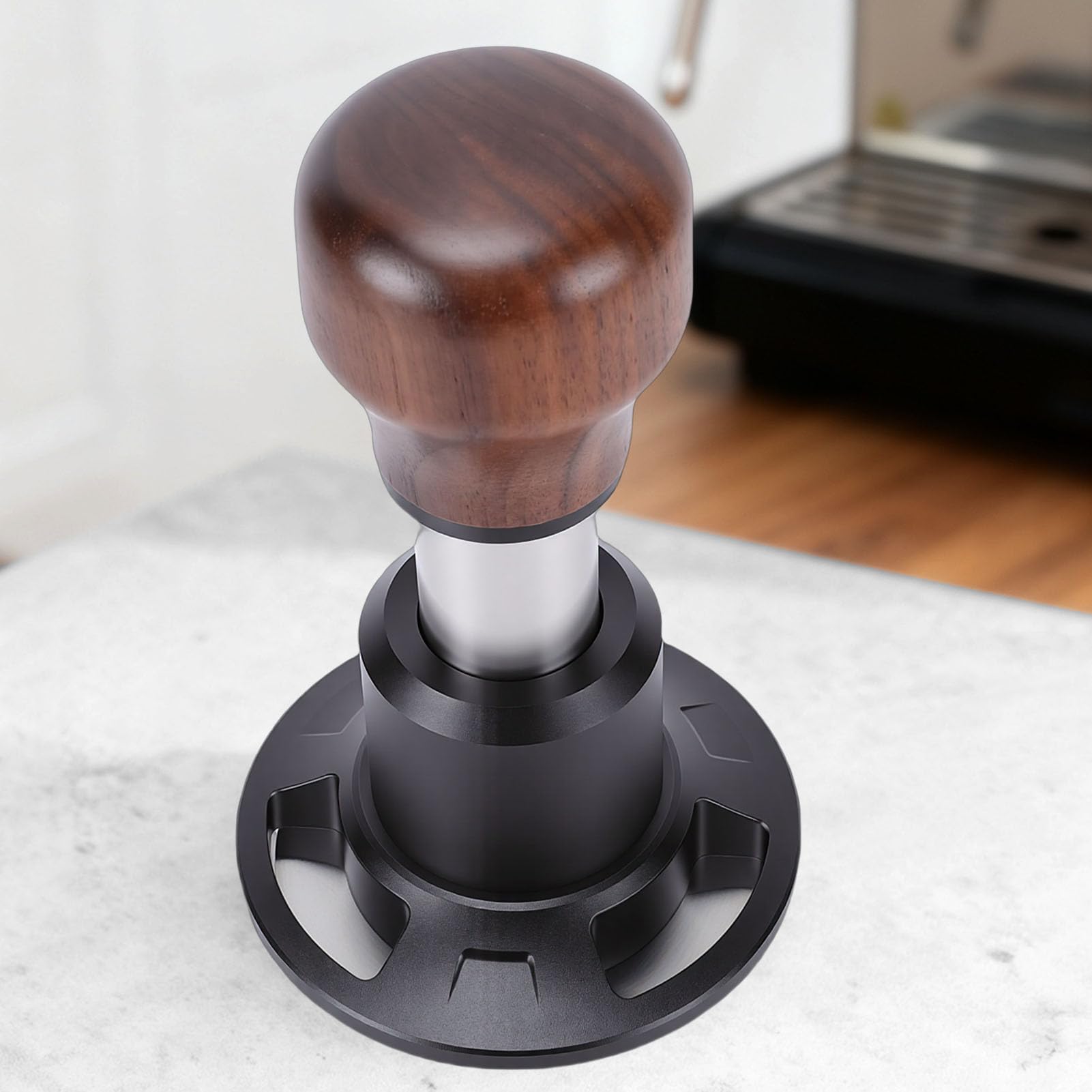 FLEXMAN Ubijak Do Kawy 58,5 Mm, Narzędzie Do Ubijania Kawy Z Mechanizmem Sprężynowym Zapewniającym Stały Nacisk, Z Ergonomiczną Drewnianą Rączką, Ubijak Do Kawy Espresso Przeznaczo