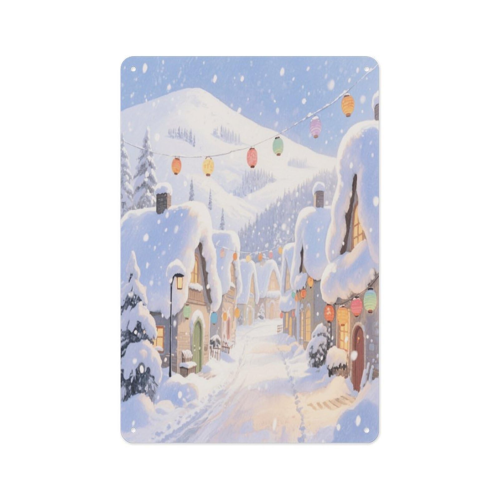 Fekiloot Style Ice And Snow Town Wall Decor Metal Signs Tin Signs Poster