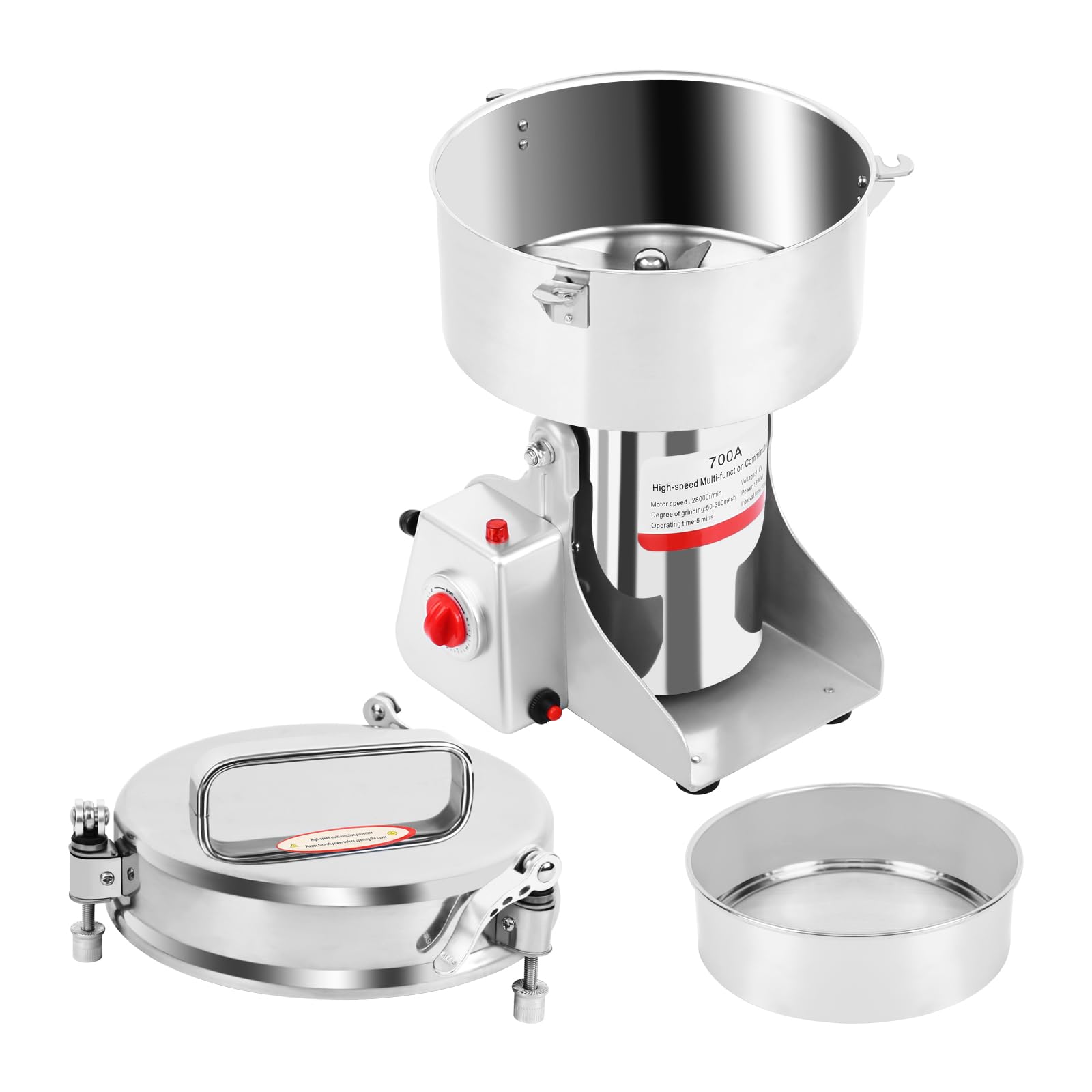 Samger 700g Electric Grain Mill Grinder, 1800W 110V Copper Motor Swing Type Commercial Grinders, High Speed 28000RPM Superfine Grinding Machine Pulverizer for Dry Cereals Corn Pepper Coffee