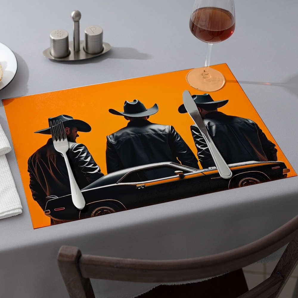 Sets de table roses et assiettes décoratives cowboy pour vos dîners rétro