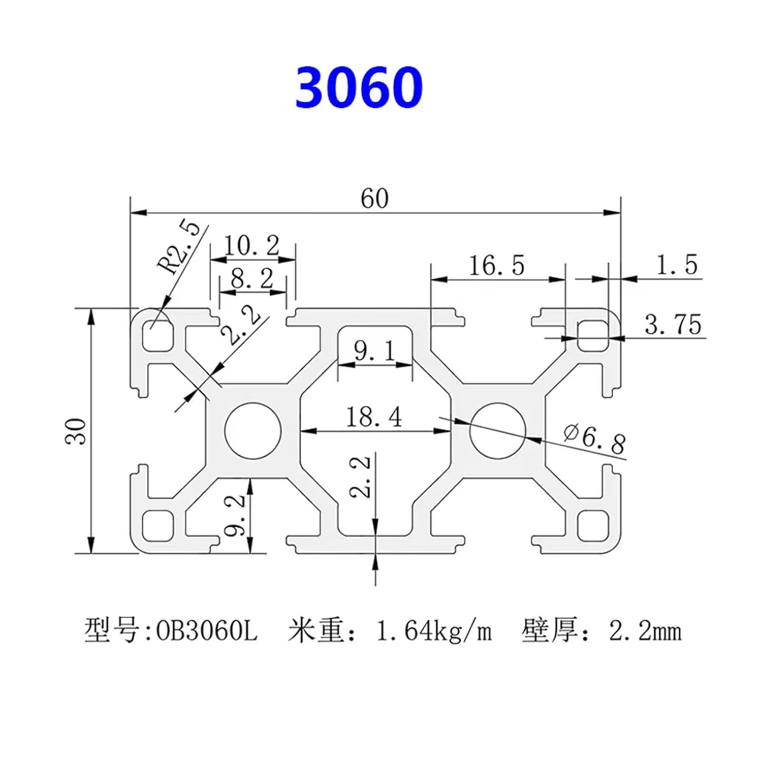 3060 T Slot Industrial Aluminum Profile European Standard Aluminum Alloy Frame Profile Equipment Rack(100mm)