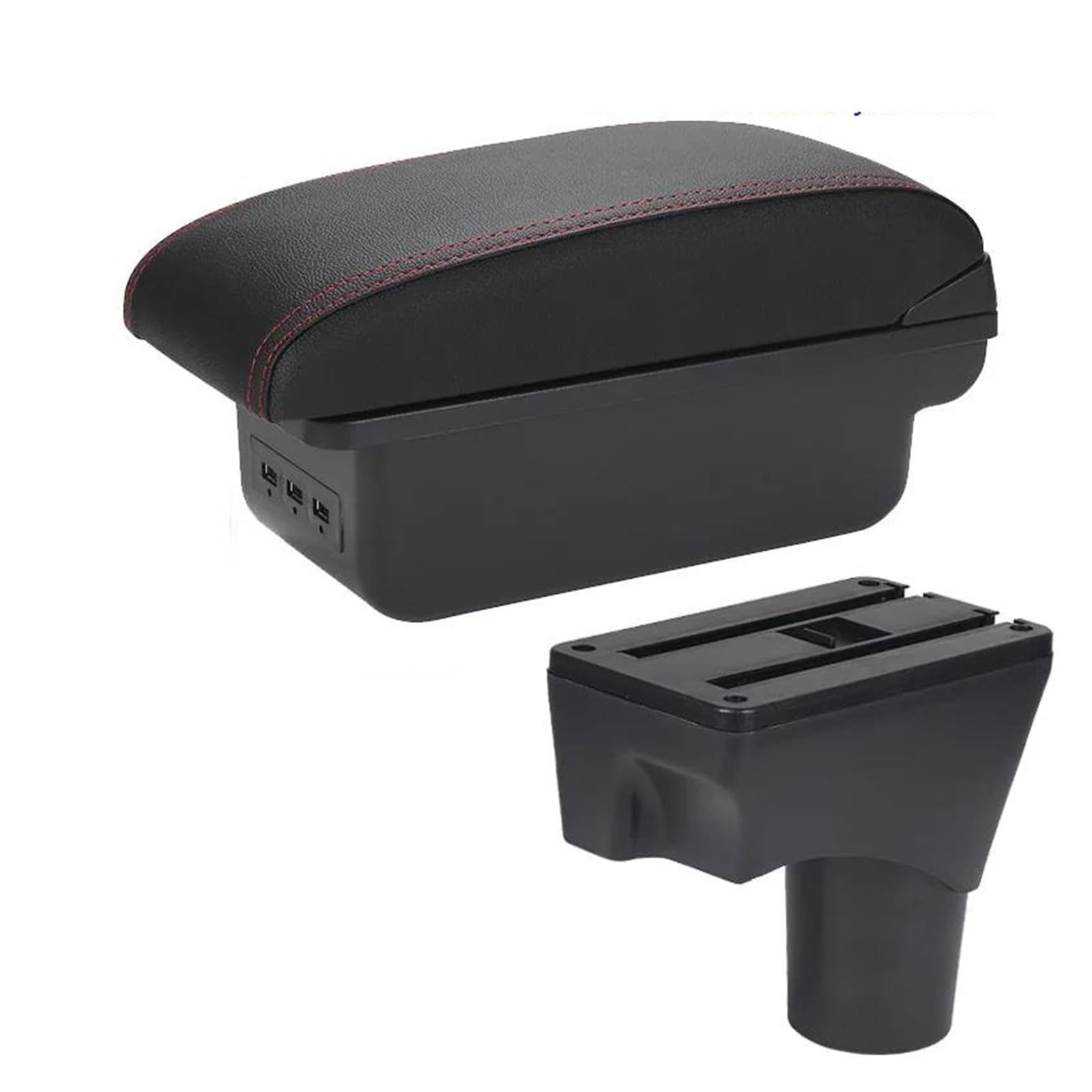 OTBEHUWJ For Nissan For Sunny For March For Micra K13 2010-2018 2019 2020 2021 2022 Car Armrest Box Arm Storage Box(Black red 3USB)