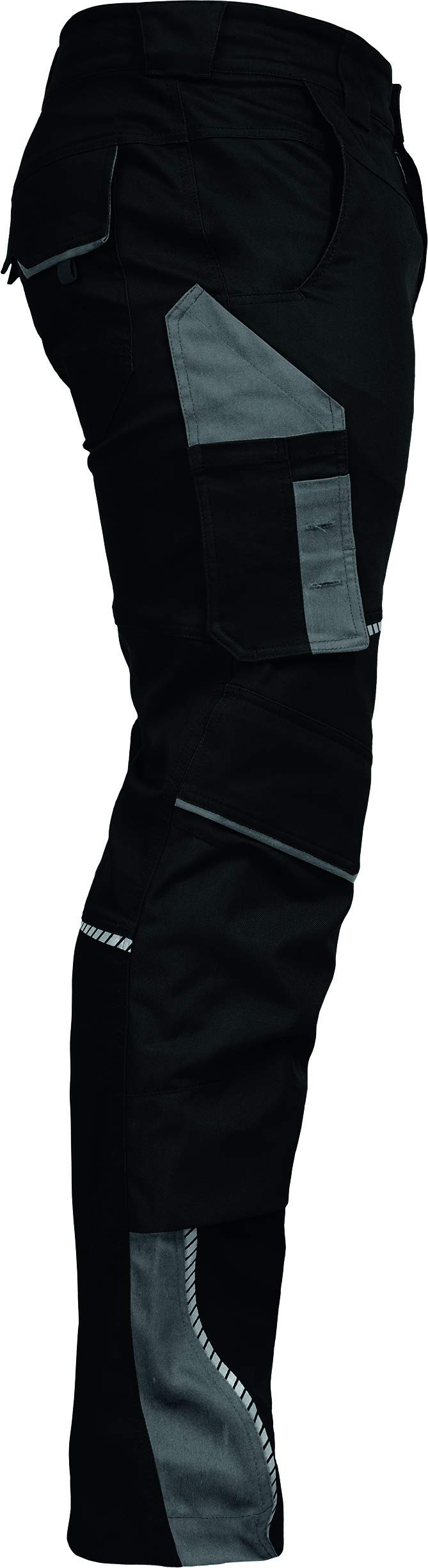 LEIBWÄCHTER Flex-line Arbeitshose Herren – schwarz/grau – Gr. 48 – Bequeme Workwear mit Elastan (Spandex) – 60°C waschbar & trocknergeeignet – erhöhte Reißfestigkeit – für verschiedenste Berufe
