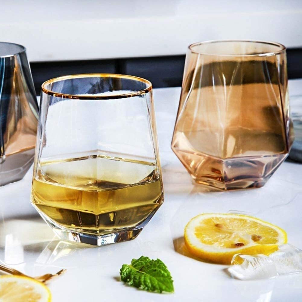 Estante para vino Decantador de whisky Juego de 2 vasos de whisky Vasos de agua potable premium irrompibles Vaso transparente de 300 ml Perfectamente ponderado para bebidas cortas Seguro apilable (